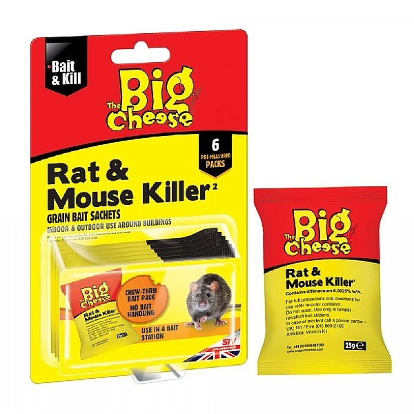 The Big Cheese Rat & Mouse Killer Grain Bait Sachets (6x25g) 1 The Big Cheese Rat & Mouse Killer Grain Bait Sachets (6x25g)