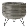 KOOPMAN Light Grey Basket Planter With Legs 20cm