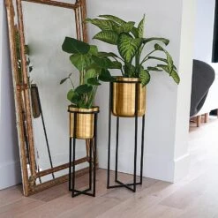 Ivyline Calla Pot Cover Stand Black & Antique Gold (Various Sizes) -Webbs Direct Store IVCELLABLGO 3