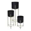 KOOPMAN Black & Gold Plant Pot Cover Stand (Various Sizes) -Webbs Direct Store PLNSTDBKG